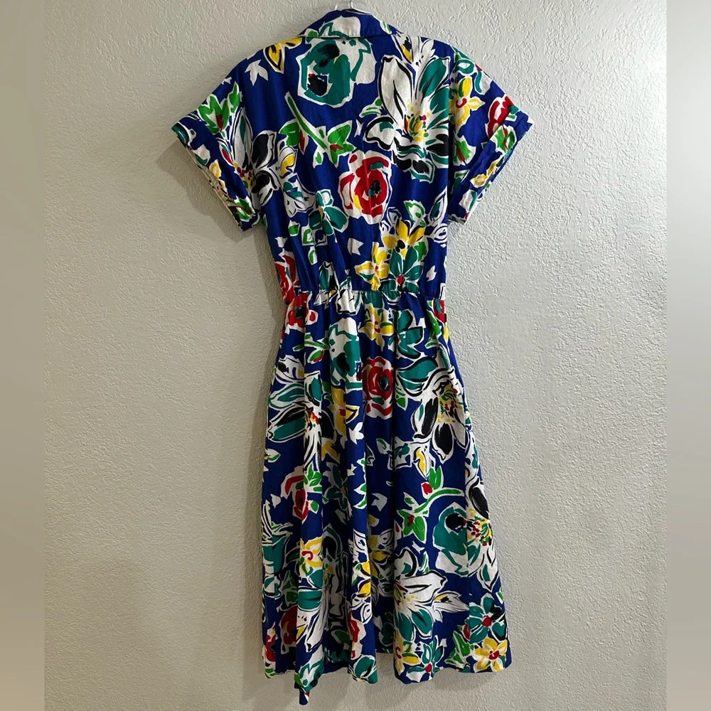 Vintage Melissa Lane Floral Dress 100% Cotton Multicolor Size 14 - Picture 12 of 12